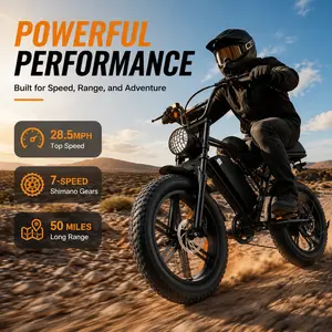 Electric ebike | Peak Power 2000W | Full Suspension | Top Speed 28.5 MPH | Range 35-50 Miles | 48V 15Ah Removable Battery | 2-Seater Design | LED Headlights | 20-Inch All-Terrain Fat Tires | UL 2849 Certified ebike