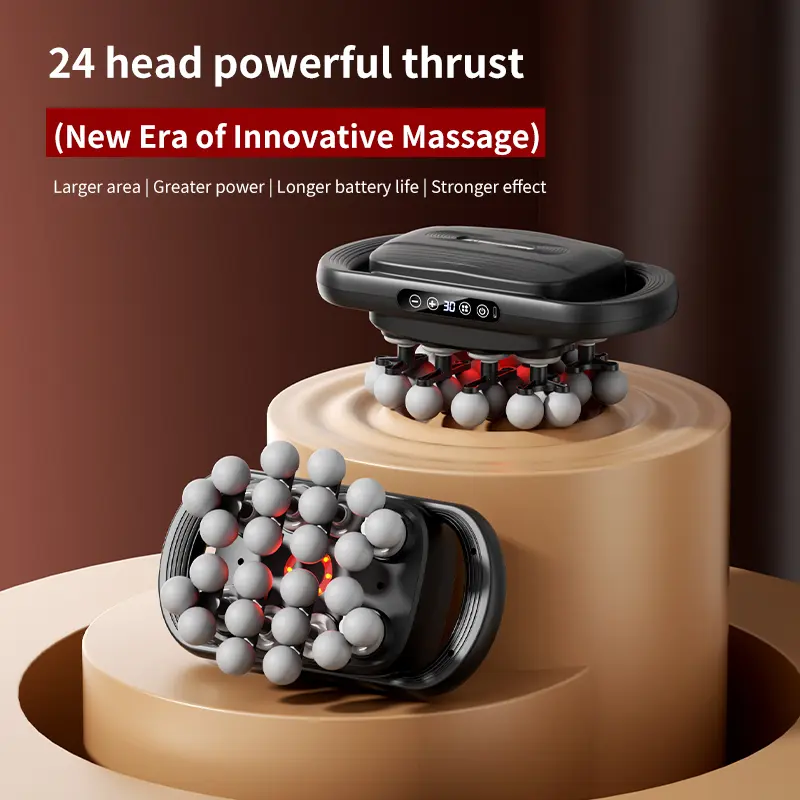 Adjustable Massage Gun with 30 Speeds and 24 Heads, Deep Tissue Percussion Body Massager for Full Body Muscle Relief