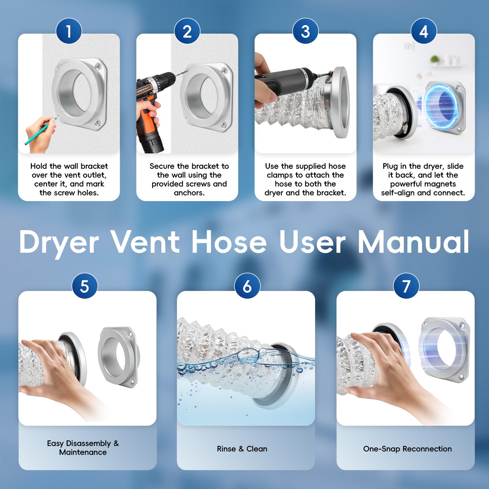 GJANSH Magnetic Dryer Vent Connector Kit Dryer Vent Hose for Quick Connection and Disconnection Strong Magnet Self-Alignment Airtight Seal for Secure & Efficient Dryer Airflow Universal 2.6ft 4" Duct,summervibes GJANSH Magnetic Dryer Vent Connector Kit Dryer Vent Hose for Quick Connection and Disconnection Strong Magnet Self-Alignment Airtight Seal for Secure & Efficient Dryer Airflow Universal 2.6ft 4" Duct,summervibes