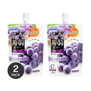 ORIHIRO Japanese Low-Calorie Konjac Jelly - Grape Flavor, 130g x 2 Packs | Zero Fat, High Fiber Snack
