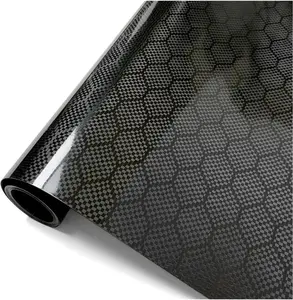 Honeycomb Carbon Fiber Vinyl Wrap, Anti-Wrinkle Hex Pattern Car Film with Air Release Technology, Self-Adhesive DIY Protective Wrap for Auto Exterior & Interior Decoration