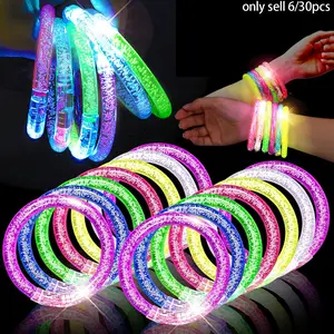 Random Color LED Light Up Bracelet, 30pcs/set 6 Color Glow in The Dark Bracelet, Party Supplies for Birthday Party, Concert, New Year, Festival, Gifts, Party Favors Assortment