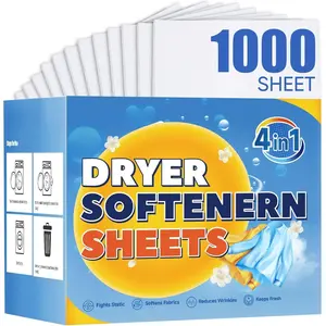 Veuslumen 1000 Count Dryer Sheets, Mega Pack Fabric Softener Sheets with Essential Oils, Long-Lasting  Scent for Laundry - Softens Fabrics, Reduces Static, Fights Wrinkles