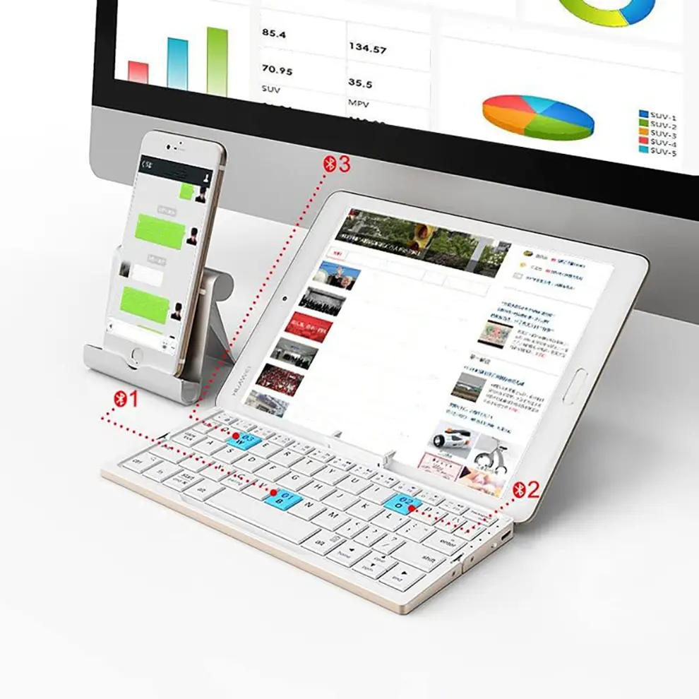 Mini Wireless Foldable Silent Keyboard - Rechargeable Aluminum Alloy Housing Portable Travel Keyboard for Phone, iPad, Tablet, silentkeyboards