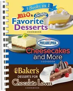 USED-3 Books in 1: Jello and Cool Whip Favorite Desserts, Baker's Dessert for Chocolate Lovers, Philadelphia Cheesecakes and More by Publications International Ltd. Staff (Plastic Comb)