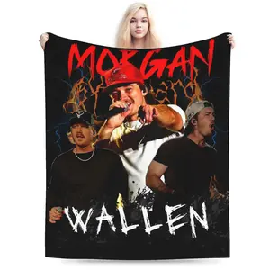 1 cool wallen singer printed flannel blanket, soft and suitable for bedroom, living room or office, ideal gift for fans or young people, size 50*40