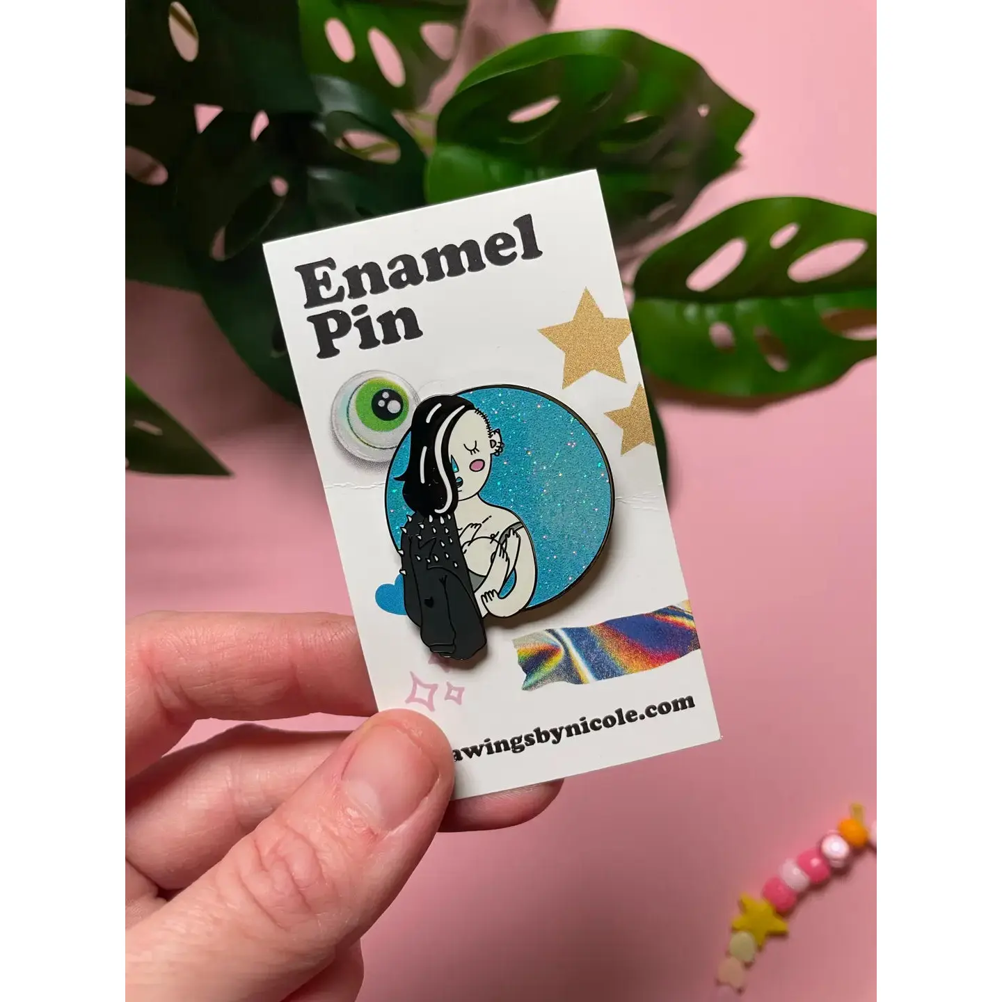 Breastfeeding Punk Mom Holding Baby Hard Enamel Pin