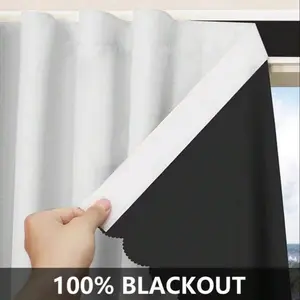 1pc 100% Blackout Curtain, Self-Adhesive No Drilling Required, Sunlight Blocking Heat Insulation Privacy Protection