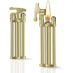Slim Vintage Trench Lighter, Kerosene Refillable Lighter, Retro Copper Lighters, Cool Soft Lighters with Flint Wheel Ignition, Fancy Gift for Men (Fuel)