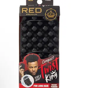 RED by Kiss Bow Wow X Twist King -Premium Luxury Twist Styler Brush, Durable Washable Afro Curl Sponge Racket for Barbers and Daily Use