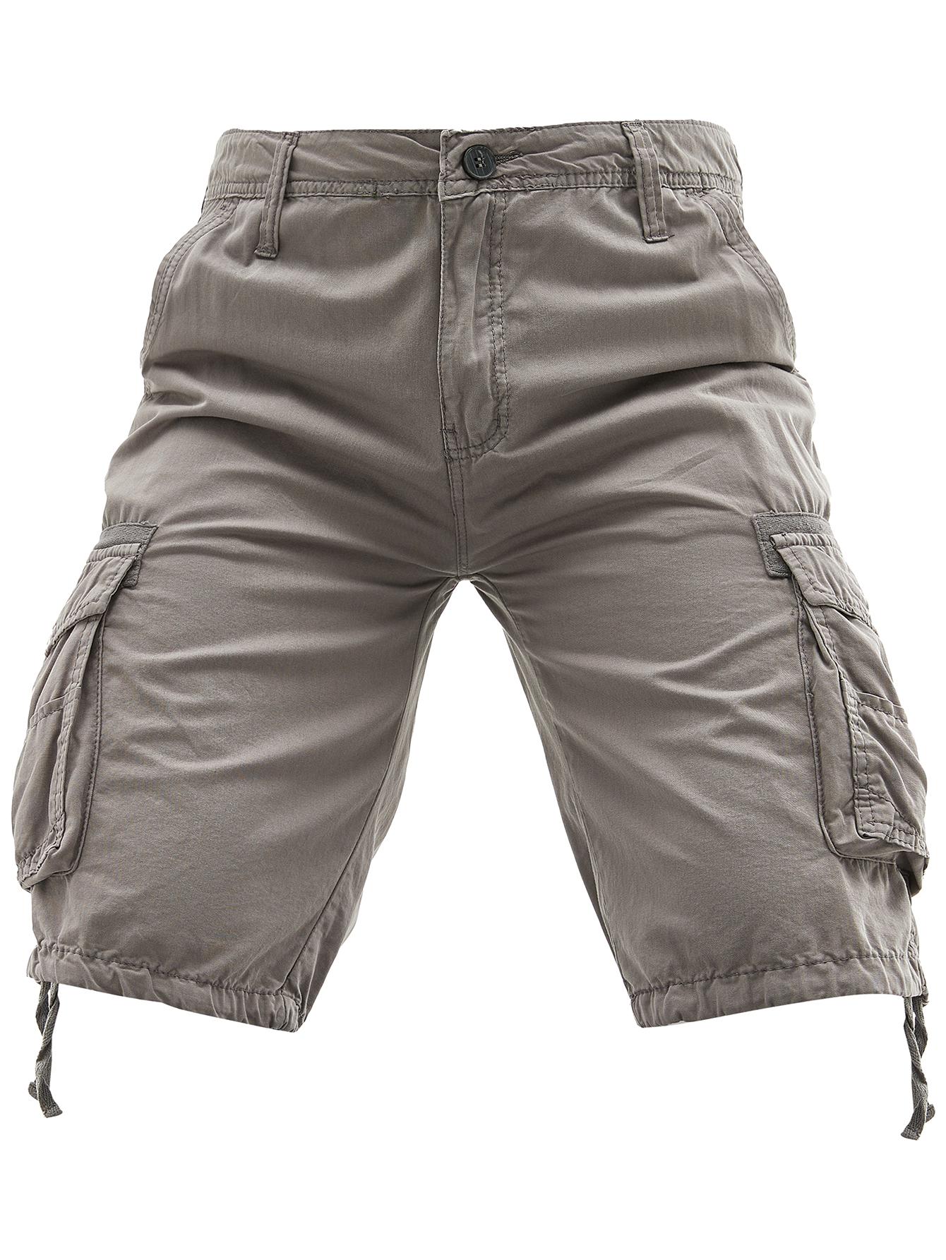Men's 100% Cotton Cargo Shorts Solid Color Casual Lightweight Multi Flap Pockets Large Capacity Storage Outdoor Hiking Camping Daily Wear Breathable Comfy Summer Shorts Male Durable Streetwear