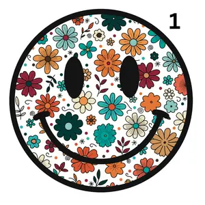 Smiley Faces Floral Choose From 9 Different Ones Direct To Film Print, DTF Print, Ready To Press Print for T-Shirts