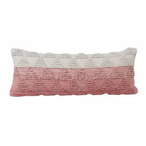 360 stand 2-Piece Geometric Print Cotton Throw Pillow Set - 14x14x36 in. Pink, Zippered Cover, 100% Cotton Fabric, Mid-Century Style, Indoor Use, 2-Piece Sets