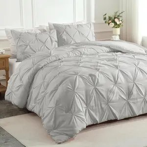 Silver Gray King Size Comforter (104x90Inch), 3 Lightweight Western Pinch Pleat Comforters, Warm Down Alternative for Men Adults