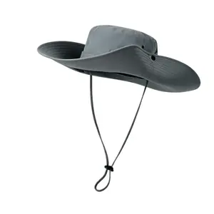 UPF50+ Wide Brim Boonie Hat for Men Women, Quick Dry Windproof Chin Strap Outdoor Fishing Hiking Sun Bucket Hat