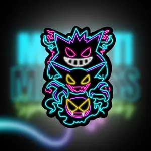 Neon Ghost Trio Sticker, Glow Aesthetic Cartoon Character, Cool RGB Style Decal, Laptop Sticker, Water Bottle, Car Window, Phone Case, Trendy Gift Idea