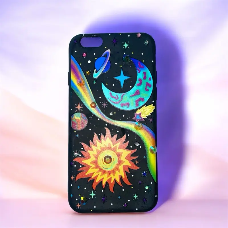 iPhone 6/6S Case, Neon Galaxy Stars & Space Gem Design, Shock-Absorbent Protective Cover for Apple iPhone 6/6S