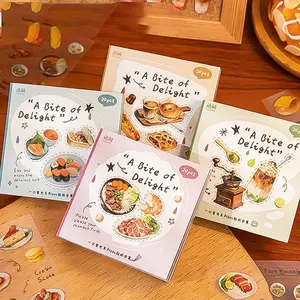 Yuxian One Bite Time Pet Square Sticker Book 20 Sheets, 4 Designs, Perfect for Pet Lovers, Fun and Interactive Stickers