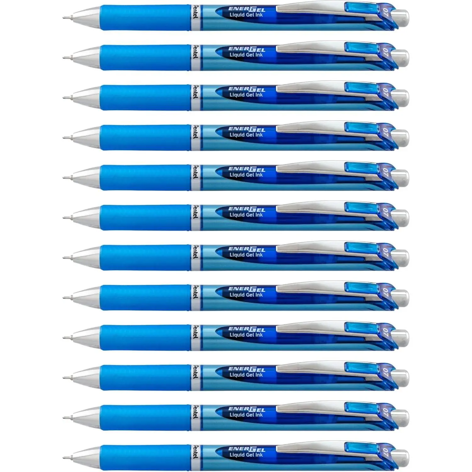 Pentel EnerGel Deluxe RTX Retractable Liquid Gel Pen, Medium Line, Needle Tip, Blue Ink, Box of 12 (BLN77-C), 0.7mm needle