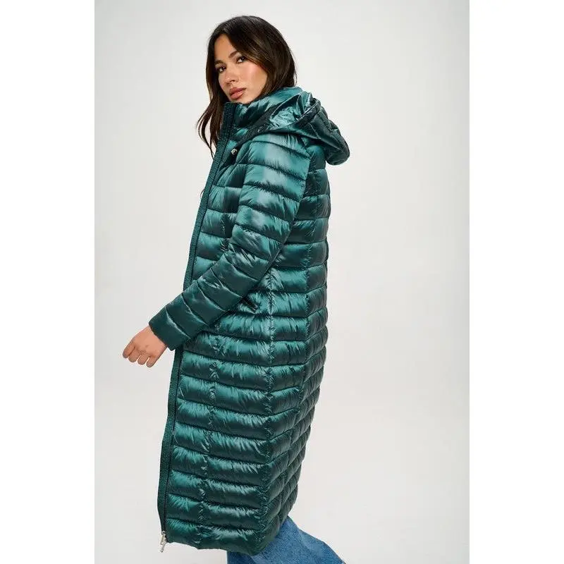 Lightweight Long Puffer Coat Fitted Womenswear