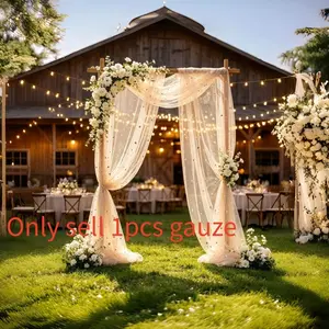 1Pcs Champagne Star Moon Sequin Tulle Mesh – Glittery Sheer Fabric Party Decoration for Chair Back, Table Runner, Holiday Party, Wedding, Birthday & Baby Shower Supplies