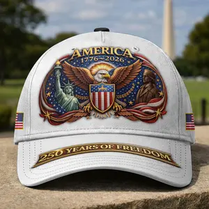 1776–2026 Semiquincentennial Baseball Cap, 250 Years of Freedom Commemorative Design with Patriotic Eagle, Shield and Statue Embroidery, Adjustable Fit for Men and Women, Independence Celebration Gift for Everyday Wear