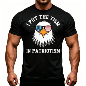 Put The Tism In Patriotism Cotton T-shirt Unisex for Daily Wear 2026 Funny Christmas Novelty Mens T-shirt Summer Trendy Streetwear Fashion Top Quality Comfortable Casual Printed T-shirt