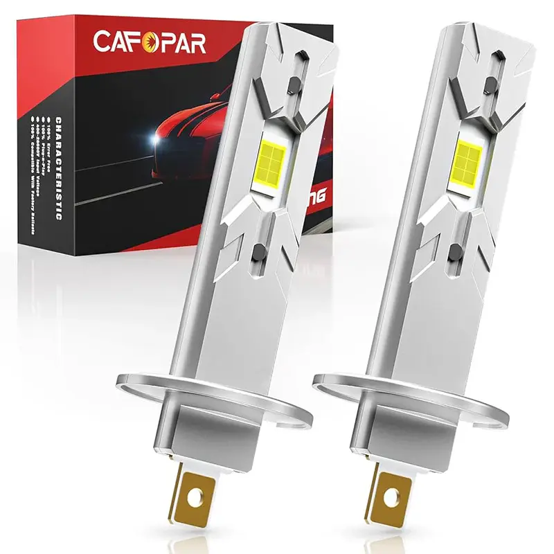 H1 LED Headlight Bulbs 80W 20000LM 6500K Cool White | Plug & Play, 500% Brighter, 50,000H Lifespan, IP68 Waterproof – 2 Pack
