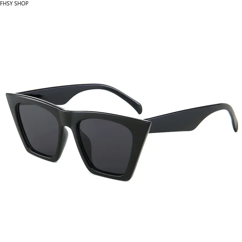 Women's FHSY SHOP Bold Black Cat-Eye Oversized Square Frame Sunglasses - UV400 Anti-UV Protection - for Office Wear, Brunch Dates, Womens Sunglasses, Anti-Uv Women's Sunglasses