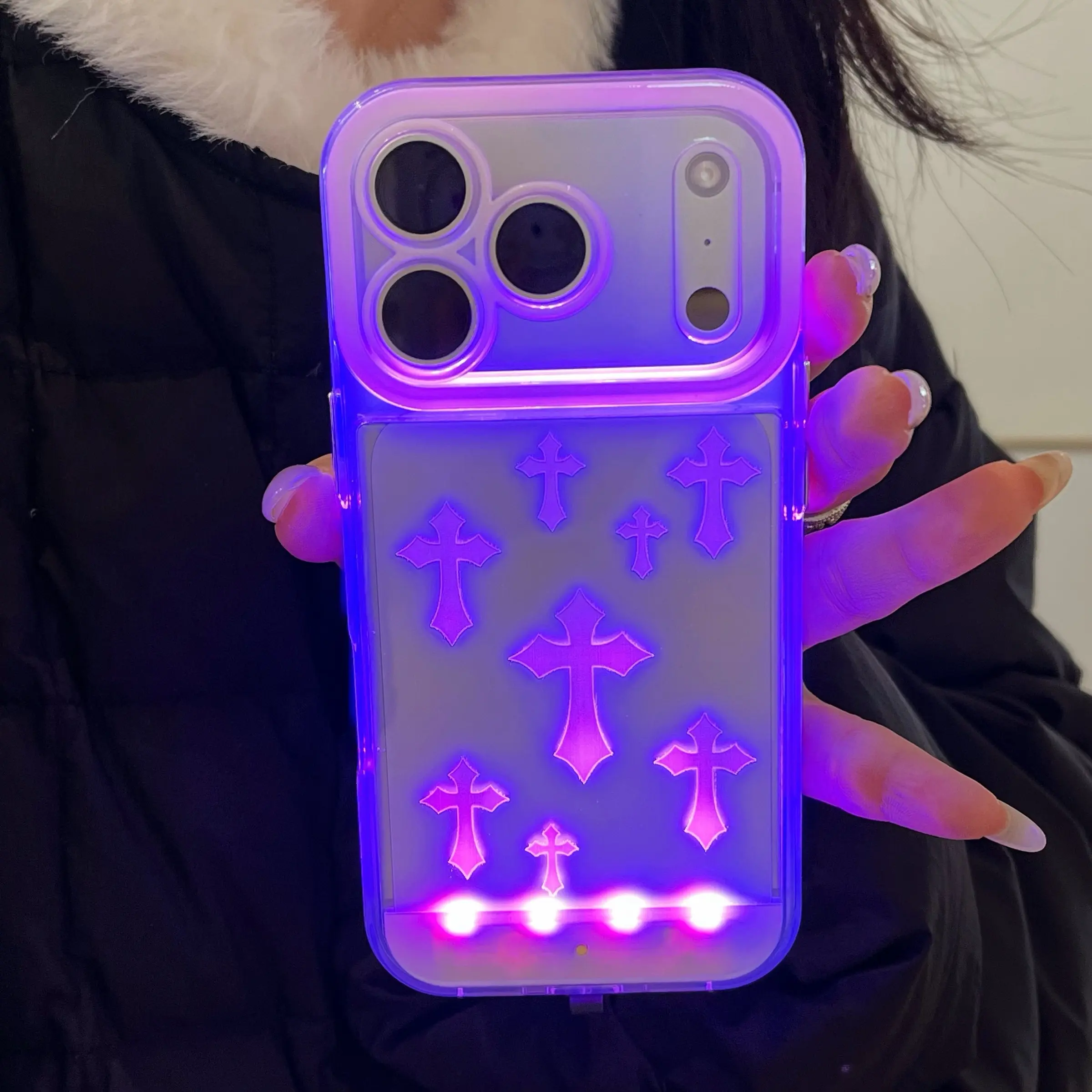 Cross Voice-Controlled LED Light Phone Case, Unique LED Calling Light  Design, Couple Style, Fits iPhone 17 16 15 14 13 12 11 Pro Max - TikTok Shop