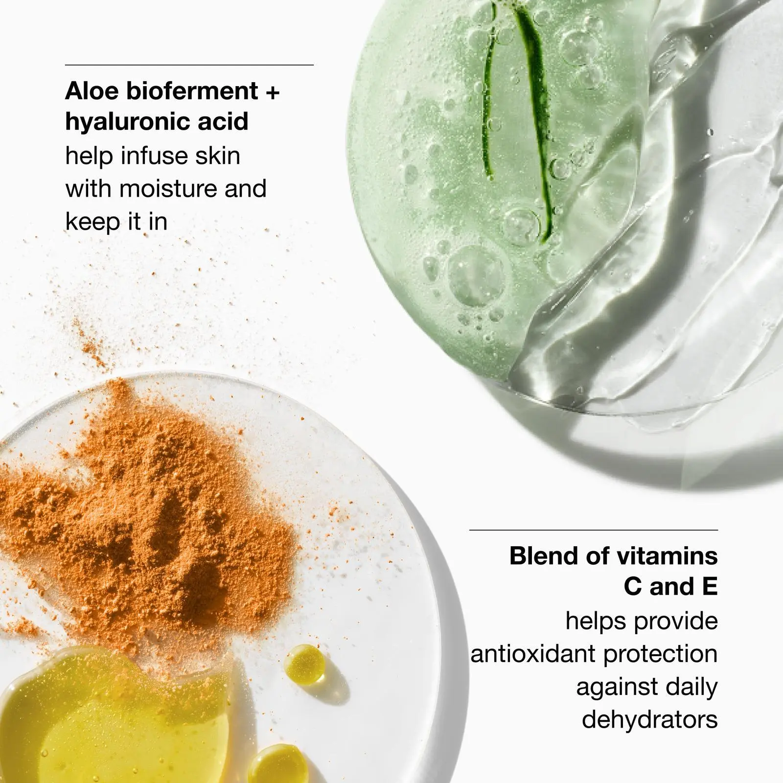 Aloe bioferment hyaluronic acid and antioxidant ingredients