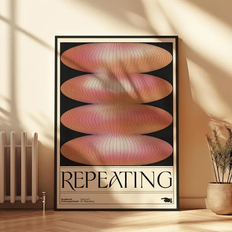 Gradient Abstract Swirls Artistic Poster - Colorful Style, Eco-Friendly Luster Paper, Multi-Size Oval Repeats, Fade-Resistant, Moisture-Resistant, Standard Frame Compatible, Home Inspo Photo Decoration for Living Room Home Supplies