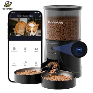 Geoorood Automatic Pet Feeder with Camera, 1080P HD Video , 2.4G WiFi Pet Feeder with 2-Way Audio, 4L Large Capacity, Dual Bowl Design for Cats and  Dogs