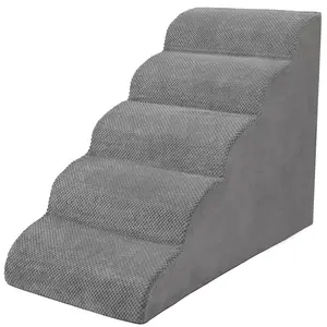 5-Step Dog Stairs for High Bed, 24" Extra Wide Non-Slip Pet Steps for Small Dogs, Cats, and Older or Injured Pets