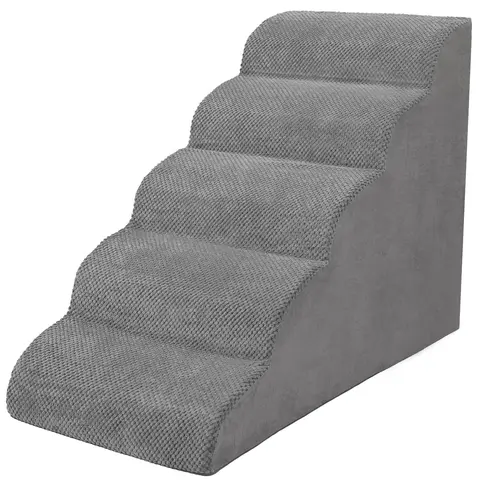 5-Step Dog Stairs for High Bed, 24" Extra Wide Non-Slip Pet Steps for Small Dogs, Cats, and Older or Injured Pets