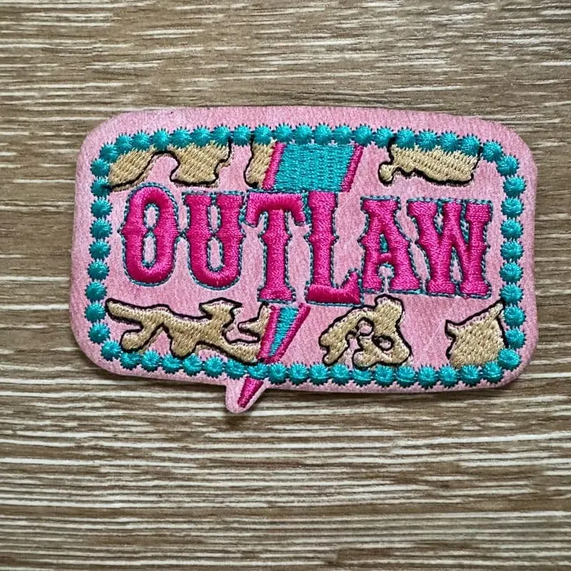 Outlaw Pink Leather Iron-On Patch
