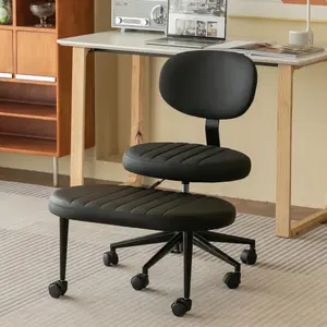 Ergonomic Office Chair, Multi-Position Cross Legged Design for Adults, Swivel Meditation & ADHD Fidget Desk Chair with Back Support & Rolling Base (Faux Fur, Black)