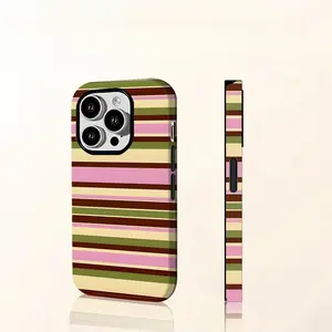Multicolor Retro Stripe Pattern Phone Case — Compatible with Samsung S26/S25/S24/S23/S22/S21, iPhone 17/16/15/14/13/12/11 phone cases. Drop-Resistant, Non-Slip, and Fade-Resistant.The Perfect Gift for Retro Style Lovers.