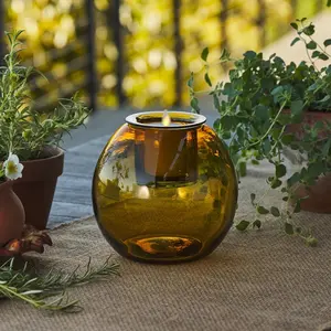 The Hand-Blown Glass Round - AMBER - Luminara Flameless Candle
