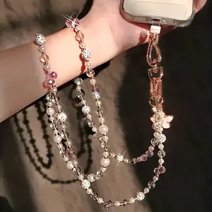 Elegant Fashion Beaded Phone Strap, Long Crossbody Necklace Chain, Cute Anti-Loss Phone Lanyard, Pearl Design, Women's Bag Charm, Phone Charms