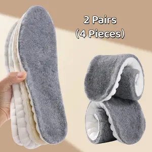 2 Pairs Unisex Wool Shoe Insoles - Winter Warm Thick Fleece, Breathable, Shock-Absorbing, Coldproof, for Sneakers & Snow Boots 51245, Breathable Fleece outdoorfun