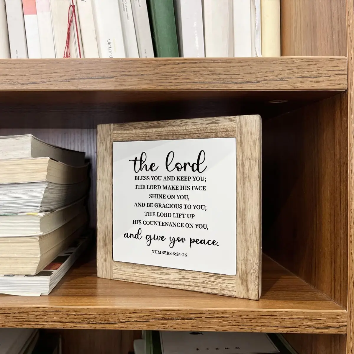 Decorative 1-Piece Wooden Scripture Verse 6:24-26 Box Sign - Religious Wall Plaque, Living Room Artwork, Home Decor Gift