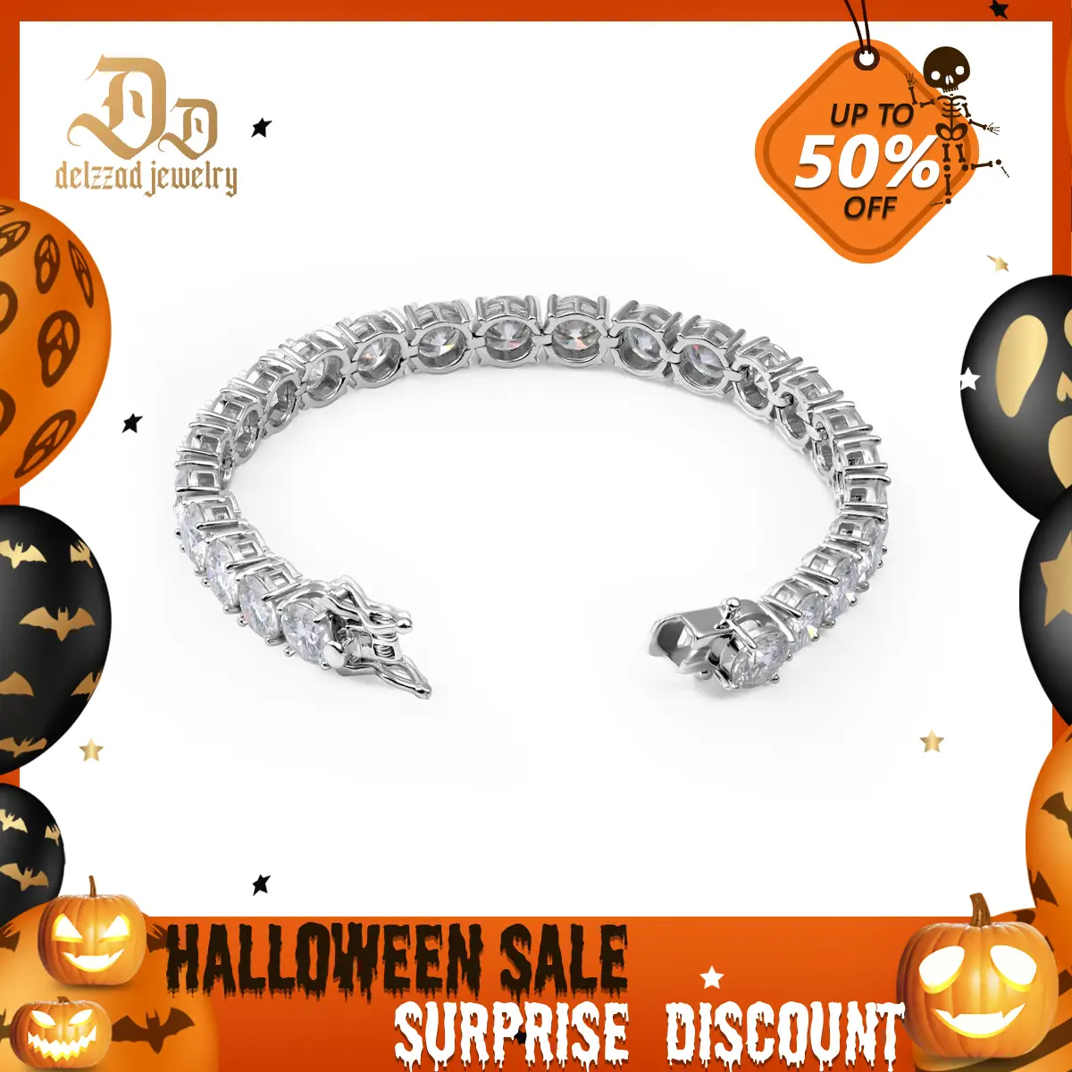 Delzzad Tennis Bracelet VVS D Color Synthetic Moissanite S925 Sterling Silver Tennis Chain Birthday Anniversary Mother's Day Gifts for Men Women With