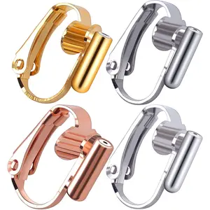 16 Pieces Clip-on Earring Converters Earring Clip Backs, Pierced to Clip On Earring Converters Components Findings for Non-Pierced Ears Jewellery Making - 4 Colors