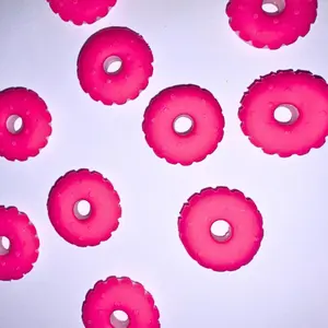 Pink Rubber Donut Charm No Hole for Crafting & DIY Projects Versatile Material Ideal for Various Needs