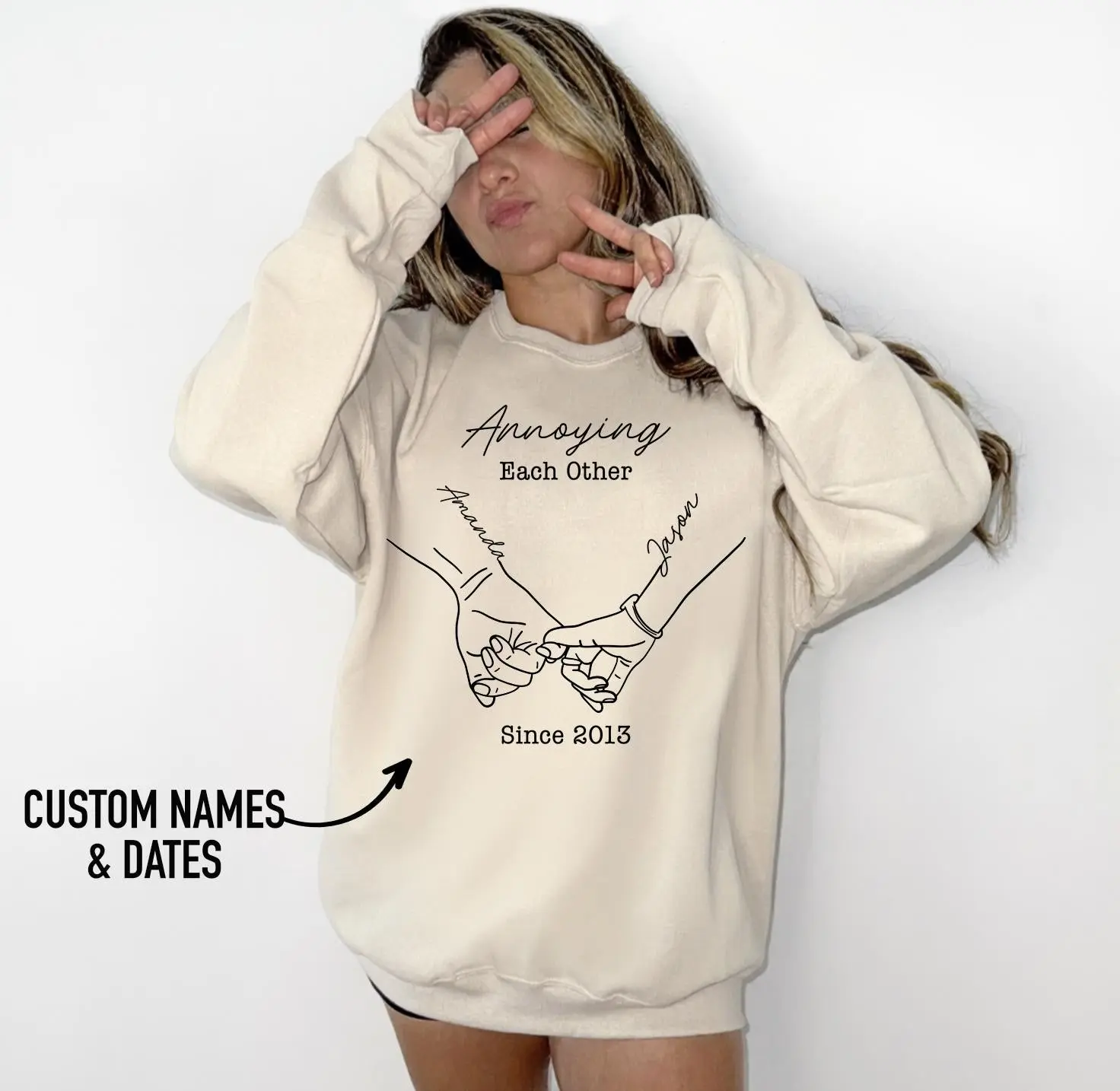 Personalized Date Sweatshirt or T-Shirt with Names and Date