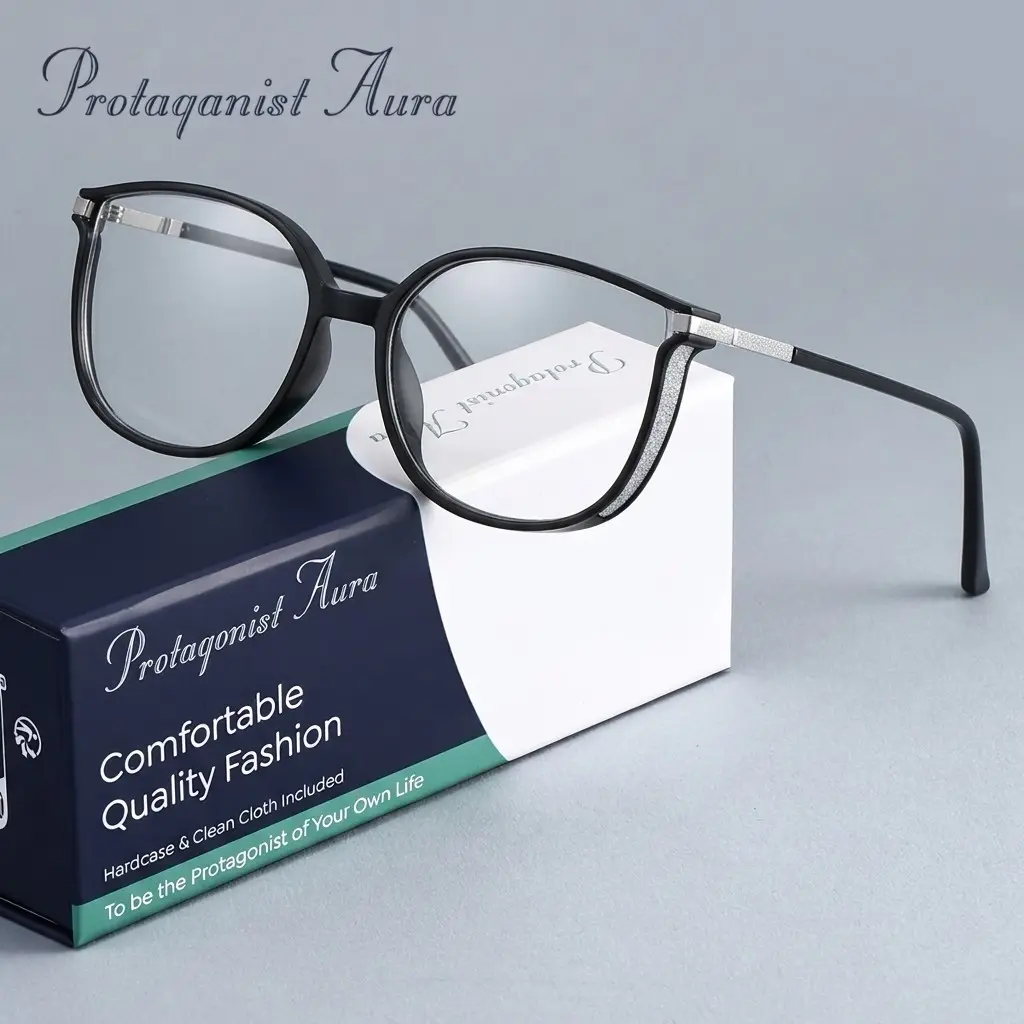 Protagonist Aura Elegant Brown Cat Eye Reading Glasses Transparent Frame with Metal Temples, Ultra Light And Durable, Elevate Any Outfit