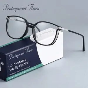 Protagonist Aura Elegant Brown Cat Eye Reading Glasses Transparent Frame with Metal Temples, Ultra Light And Durable, Elevate Any Outfit