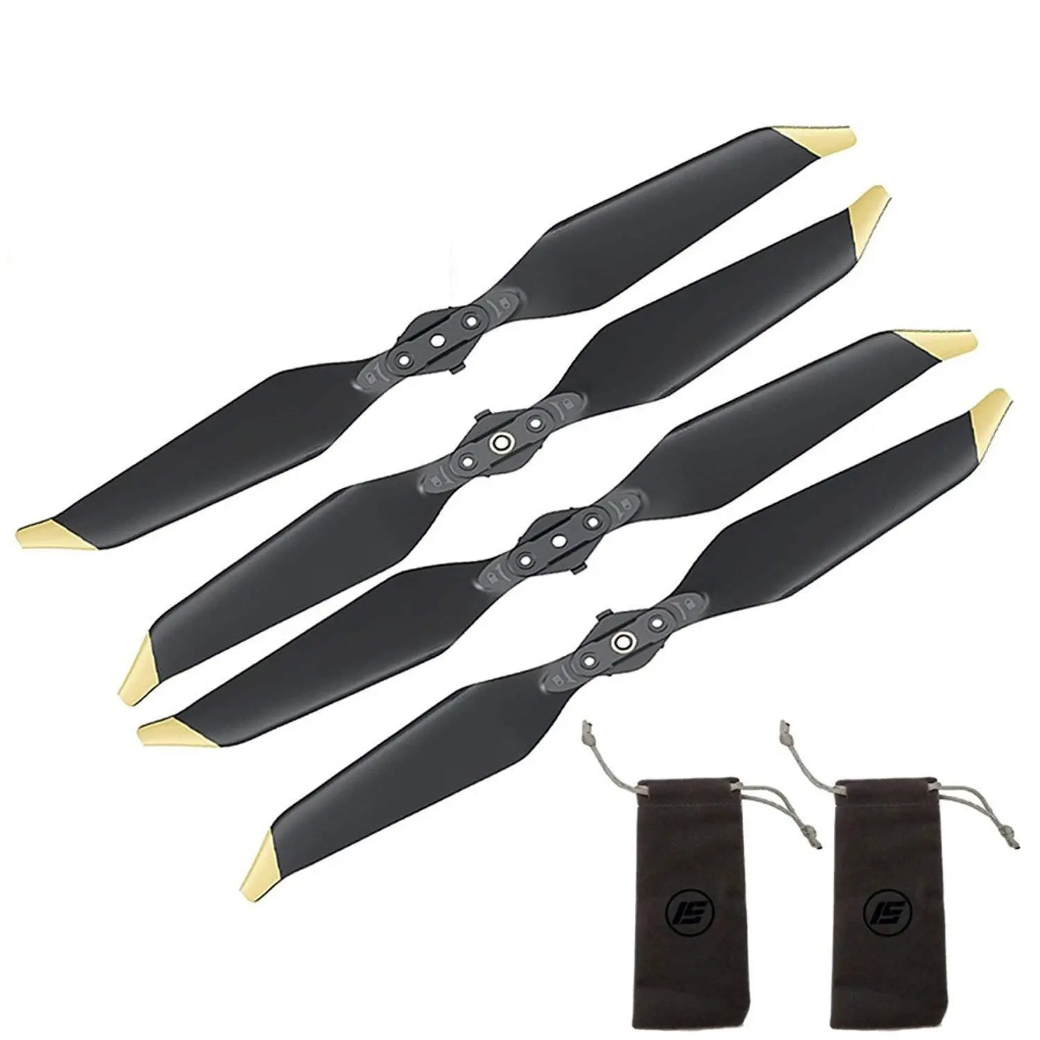 2 Pairs DJI Genuine 8331 Low Noise Propellers for Mavic Pro Platinum with Propeller Bags (Golden Tip)