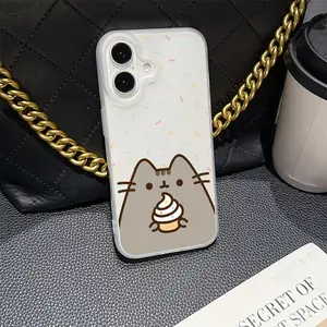 Adorable Ice Cream PusheenS Protective Phone Case Suitable for iPhone 16, 15, 14, 13, 12, 11 Pro Max Mini XR XS X 7 8 Plus Soft TPU Matte Back Cover Protector